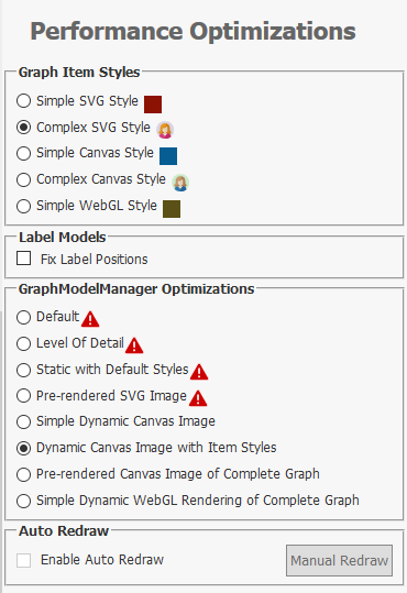 Large graphs demo - HTML settings