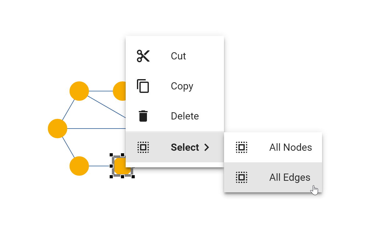 Enable dynamic context menus on individual diagram items in yFiles, allowing customized actions for each item within the diagram.